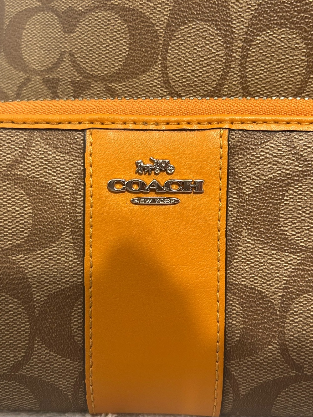 Coach Brown Signature Canvas Tote with Oran Leather Trim & Matching Wallet Pouch - Picture 3 of 11